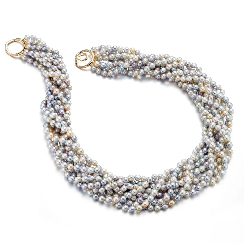 8-Strand Baroque Pastel Akoya Pearl Twist Necklace