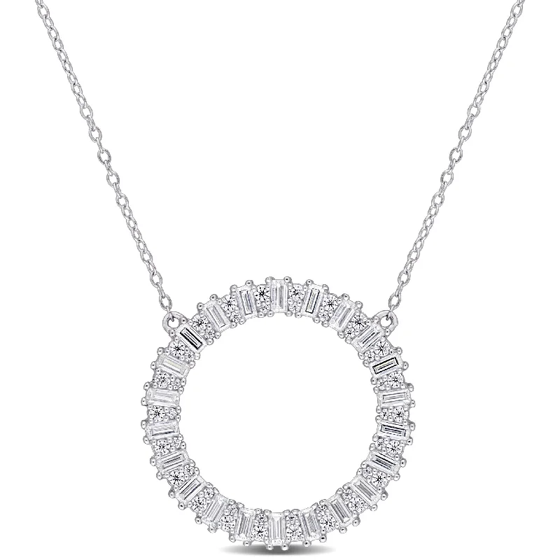 Miadora 1 5/8ct DEW Created Moissanite Circle Necklace Sterling Silver