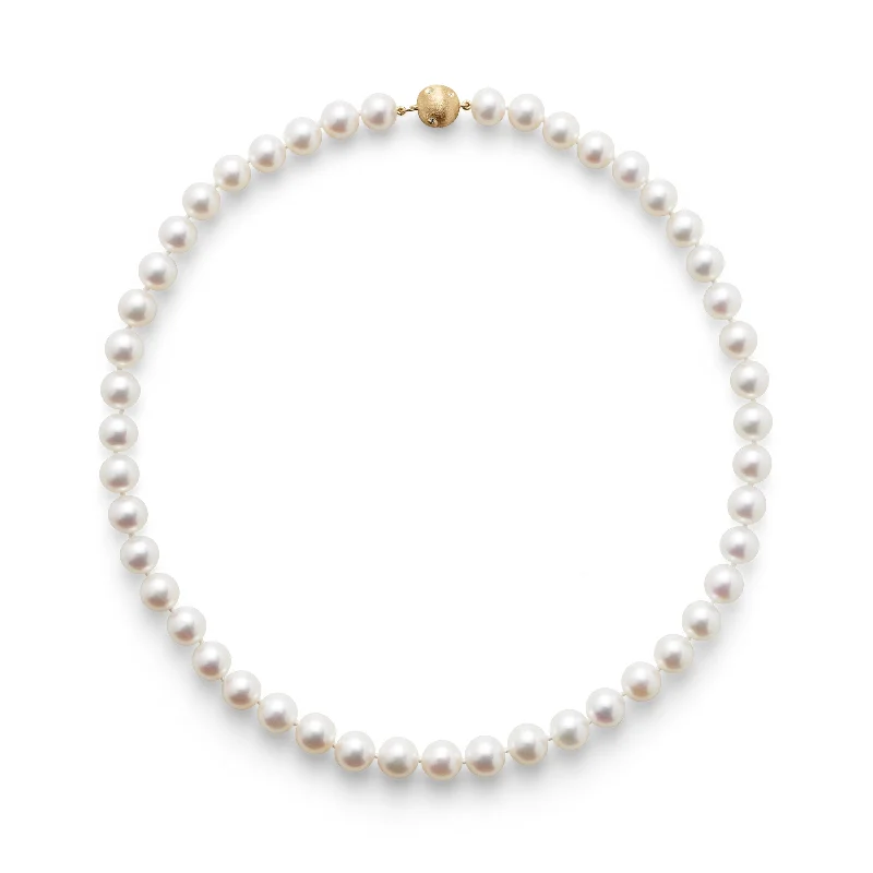 7mm White Pearl and Gold Necklace