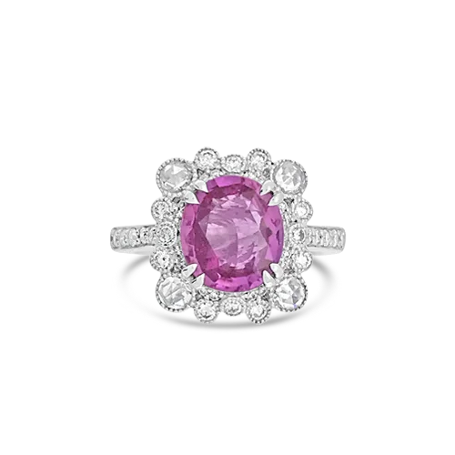 Pink Sapphire & Diamond Ring