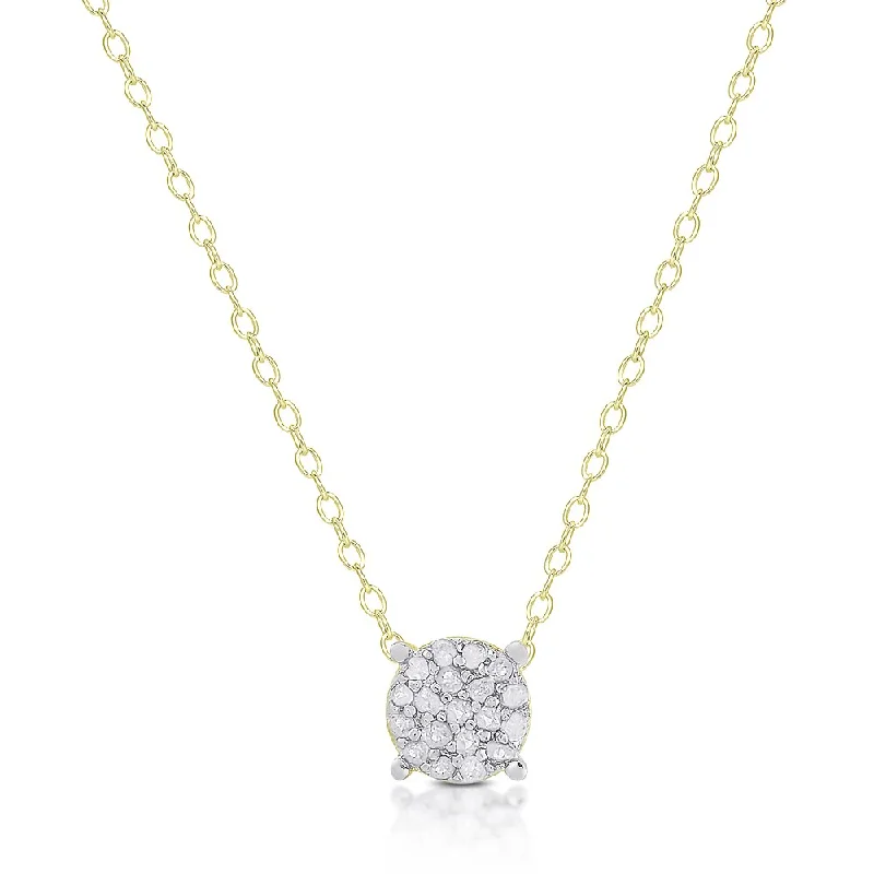 Finesque Gold Over Silver or Sterling Silver 1/10ct TDW Diamond Circle Necklace 9I-J, I2-I3)