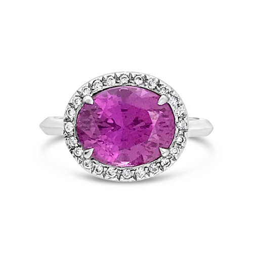 Pink Sapphire & Diamond Ring