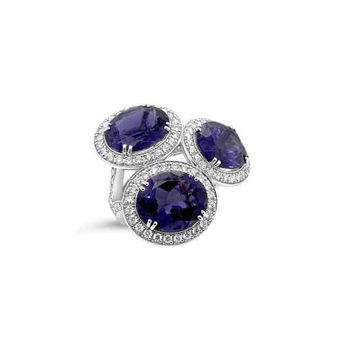 Iolite & Diamond Ring