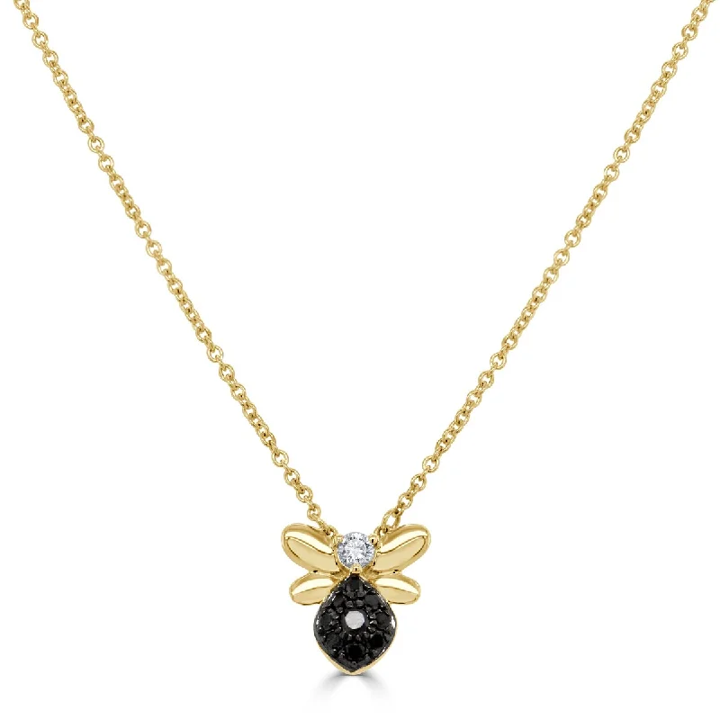 Joelle Diamond Bumble Bee Necklace 14K Gold 0.20ct