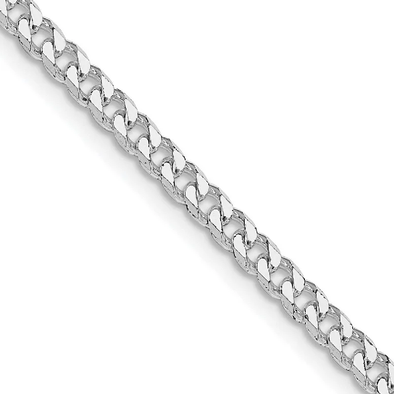 Curata 925 Sterling Silver Rhodium 3.15mm Curb Chain Necklace