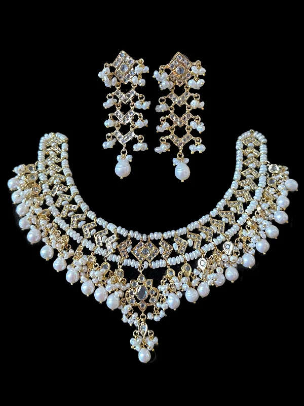 DNS30 Jennine gold plated hyderabadi fresh water pearl necklace set ( SHIPS IN 4 WEEKS )