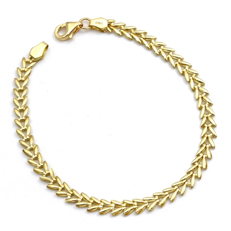 Real Gold Unisex Leaf Chain Bracelet (18 CM) - Model CVB 0258-1 BR1748