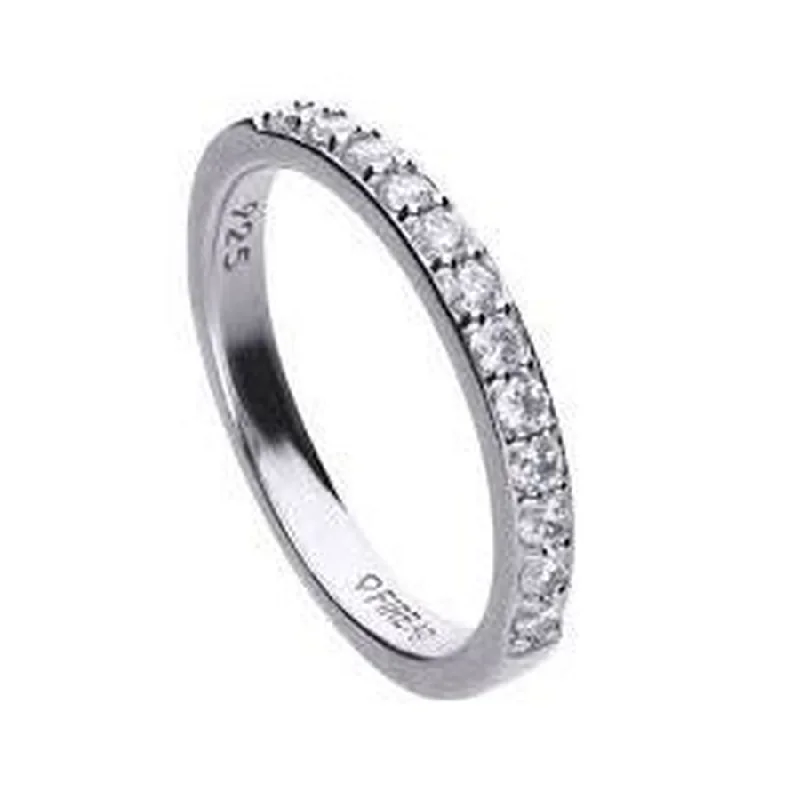 Silver Cubic Zirconia Half Eternity Ring, size N