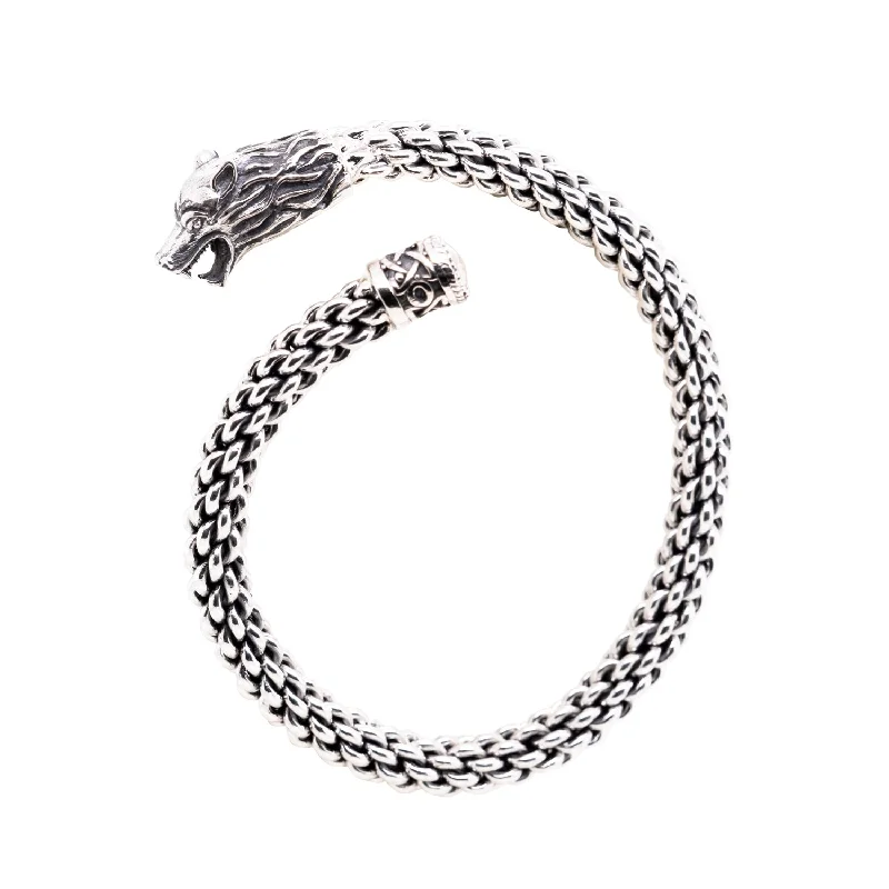 Silver Wolf Flexible Torc Bangle