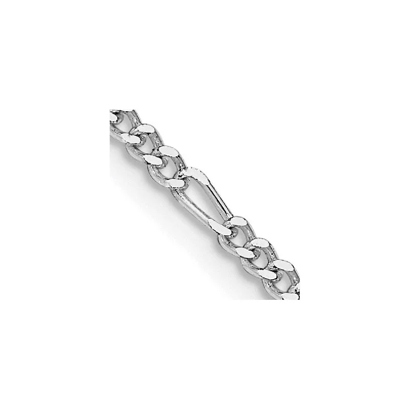 Curata 925 Sterling Silver Rhodium 2.25mm Figaro Chain Necklace (Lobster)