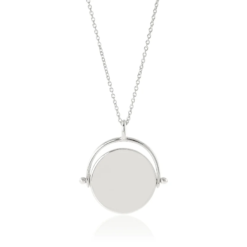 Silver Swivel Round Pendant Necklace