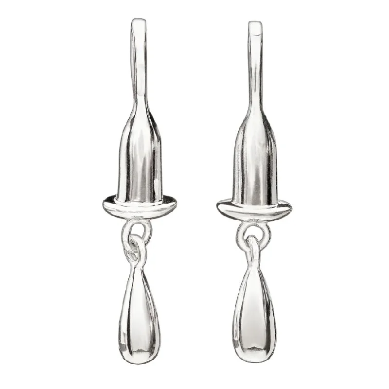 Silver Earring Bead Drop Charms - Silver Teardrop