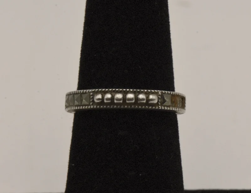 Judith Jack - Sterling Silver and Marcasite Band - Size 6 - MISSING STONES