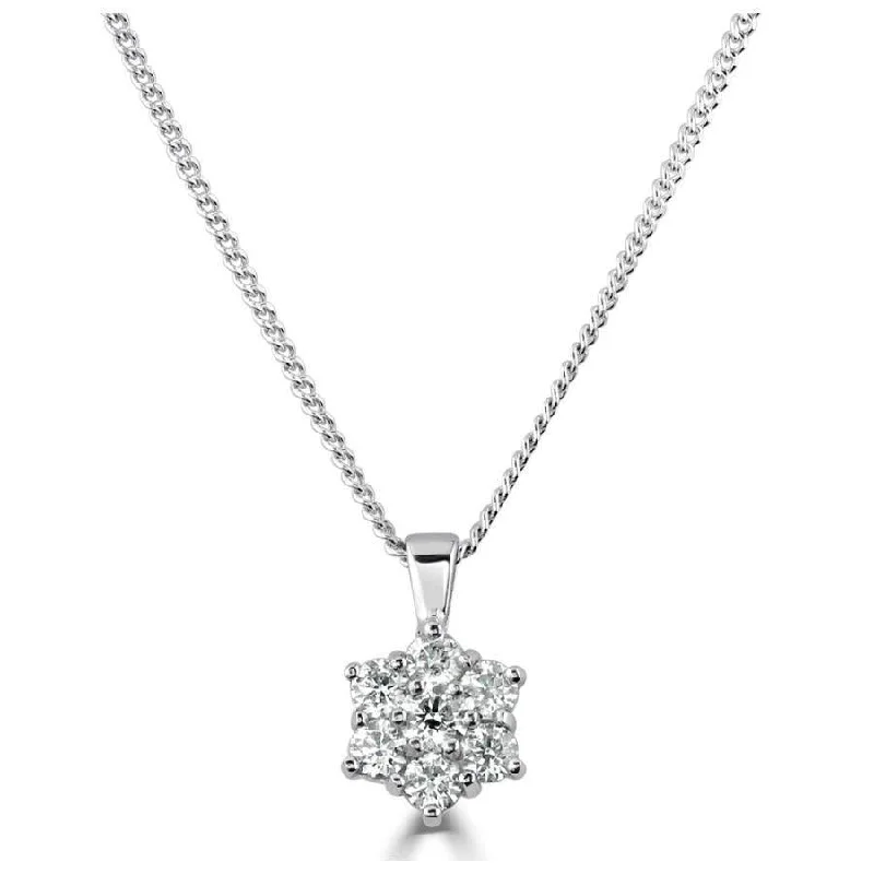 18ct White Gold Round Brilliant Cut Diamond 7-Stone Pendant