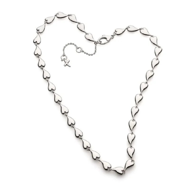 Silver Desire Kiss Linking Hearts Collar Necklace