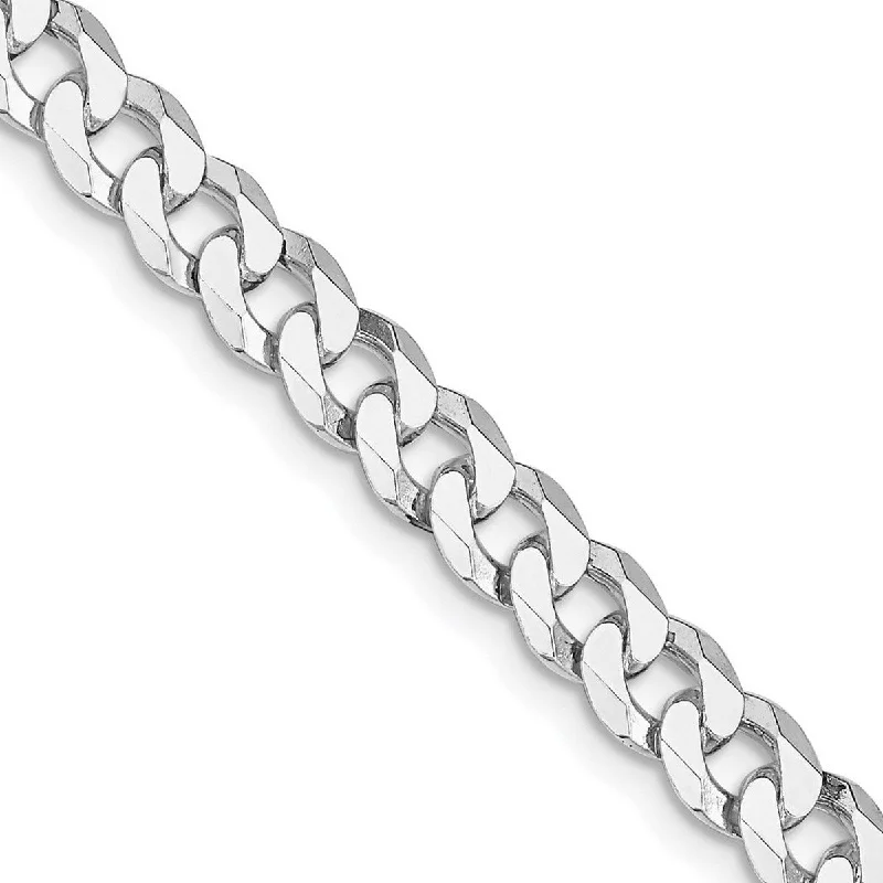 Curata 925 Sterling Silver Rhodium 6mm Beveled Curb Chain Necklace Men