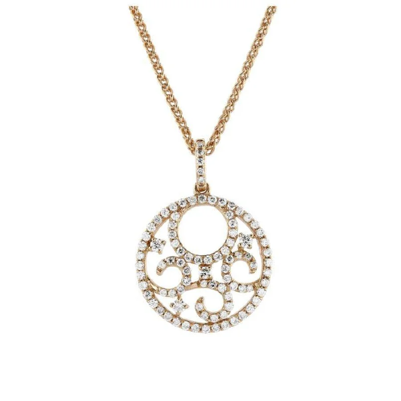 18ct Rose Gold Diamond Set Circle Swirl Pendant