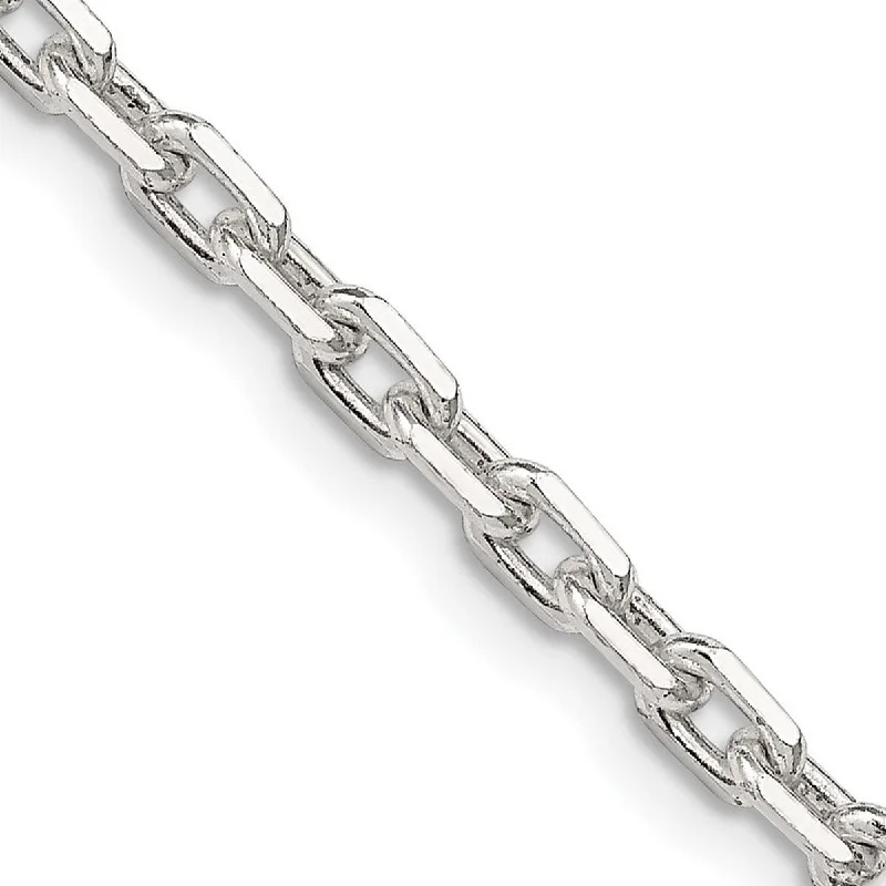 Curata 925 Sterling Silver 3.95mm Beveled Oval Cable Chain Necklace (Lobster)