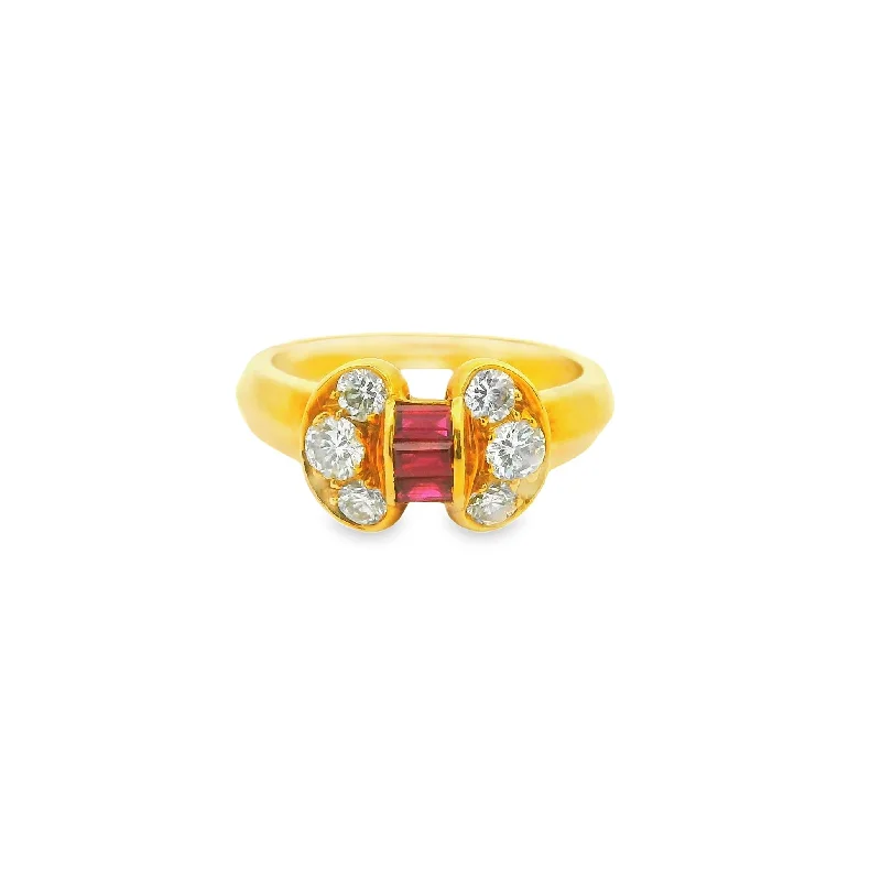 Van Cleef & Arpels Celestial Ruby Diamond 18k Yellow Gold Ring