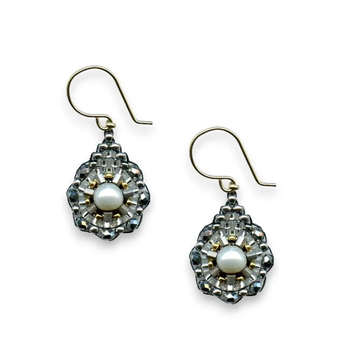 MIGUEL ASES - PYRITE SILVER RONDELLE DROP EARRING