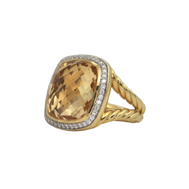 Estate David Yurman Albion Collection Citrine and Diamond 18K Gold Ring