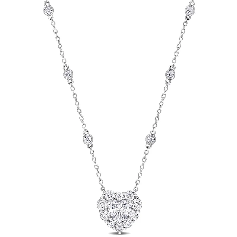 Eternally Yours 2ct DEW Created Moissanite Heart Necklace in Sterling Silver