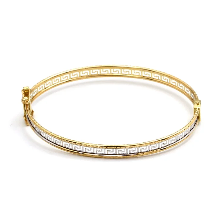 Real Gold 2 Color Maze Hoop Bangle 0628 - (SIZE 18) BA1522