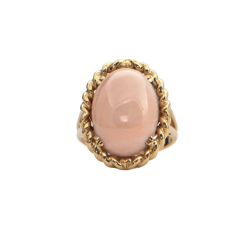 Vintage Angel Skin Coral Gold Ring 'Italy'