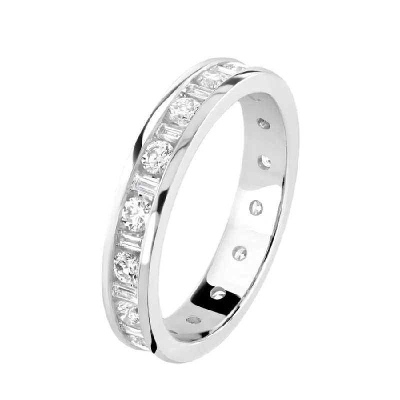 1.00ct Round Brilliant Cut & Baguette Cut Diamond 18ct White Gold Full Eternity Ring