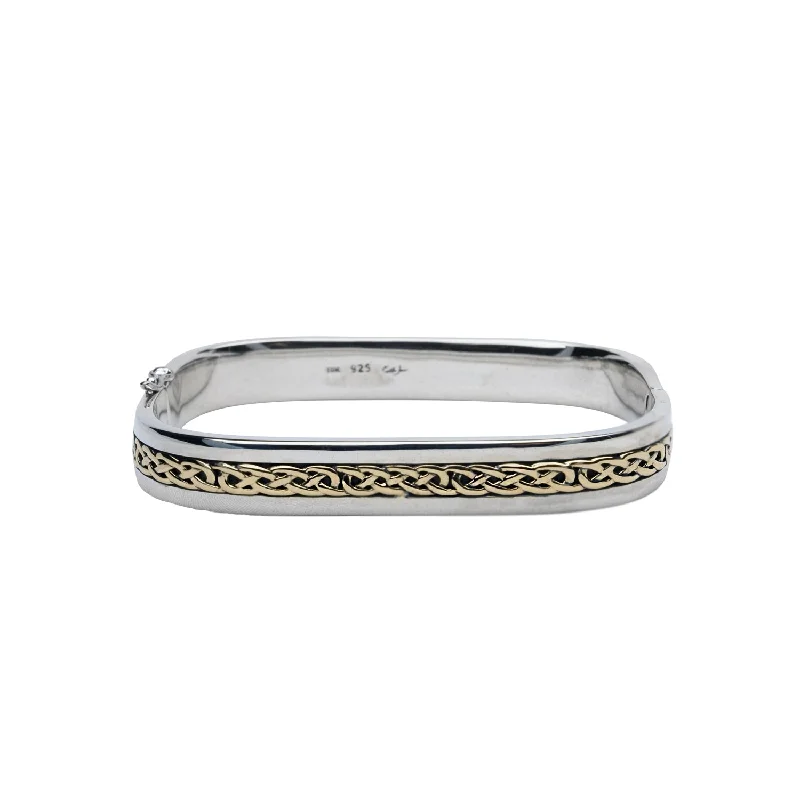 Silver and 10k Gold Eternity Weave Rectangular Bangle