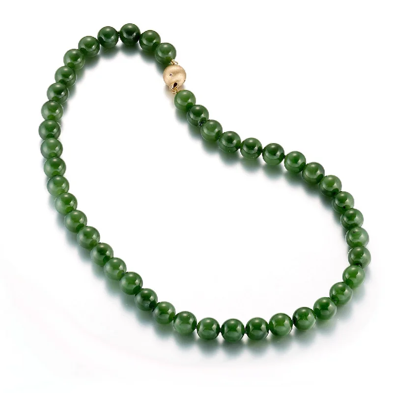 10mm Green Nephrite Jade Necklace