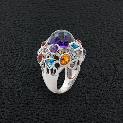 Amethyst & Gemstone Cocktail Ring