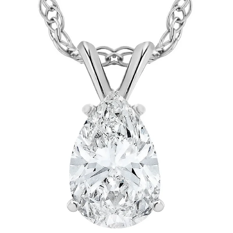 VS 2 Ct Pear Shape Solitaire Moissanite Pendant 14k White Gold Womens Necklace