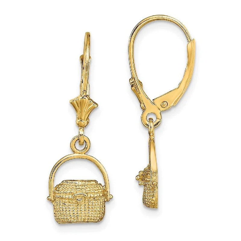 Curata 14k Yellow Gold Nantucket Basket Leverback Earring 28x9.85mm