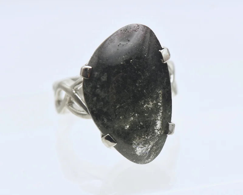 Vintage Chlorite-Included Quartz Sterling Silver Ring - Size 6.5