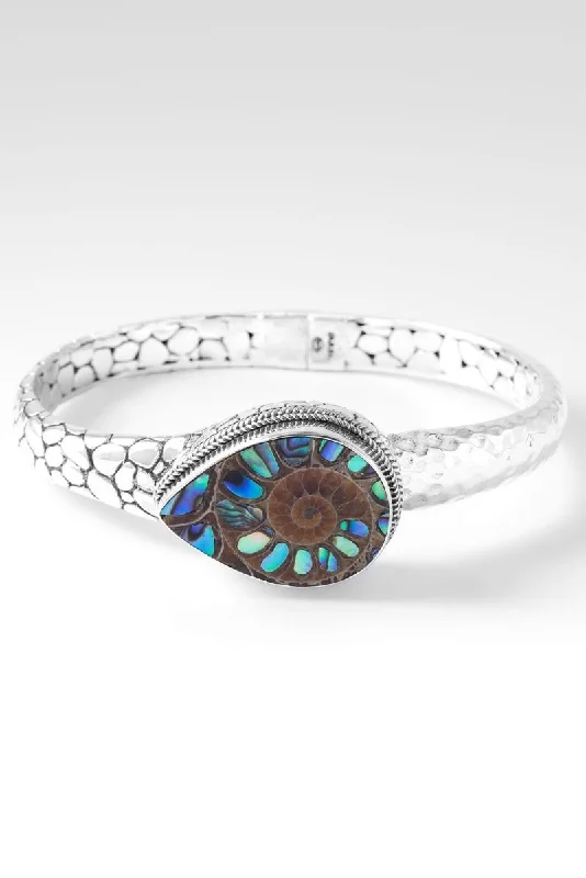 Patient in Trials Bangle™ in Ammonite with Abalone Inlay