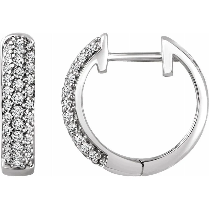 14k White Gold 1/3 CTW Diamond Hoop Earring for Women