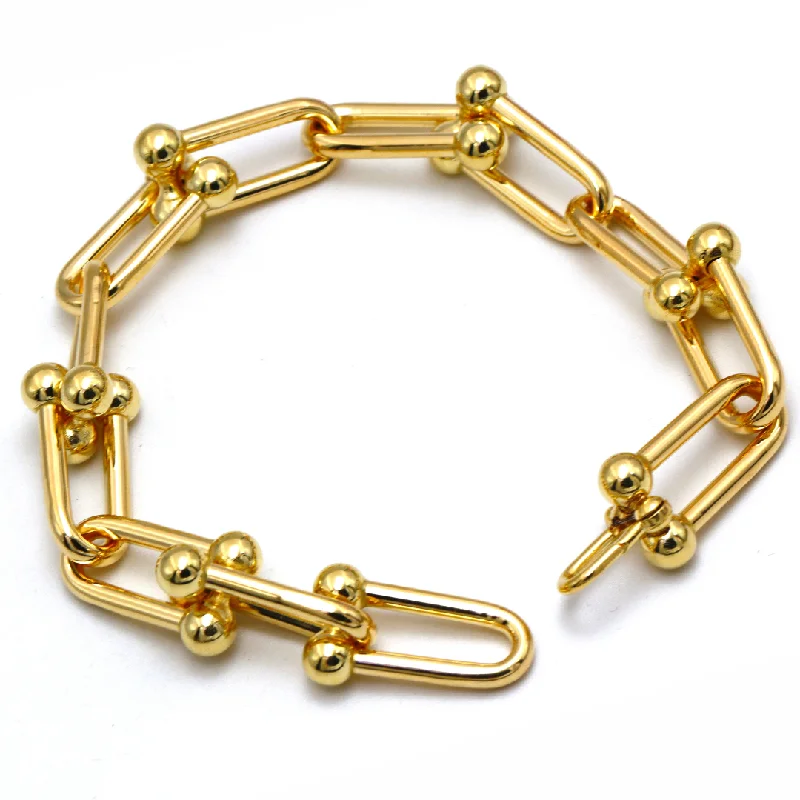 Real Gold GZTF Chunky Heavy Bold Big Hardware Bracelet with Real TF Lock (20 cm) 0295-1BL- B BR1657