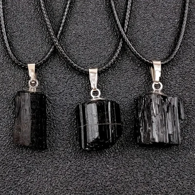 Raw Black Tourmaline Necklace (Approx. 1")