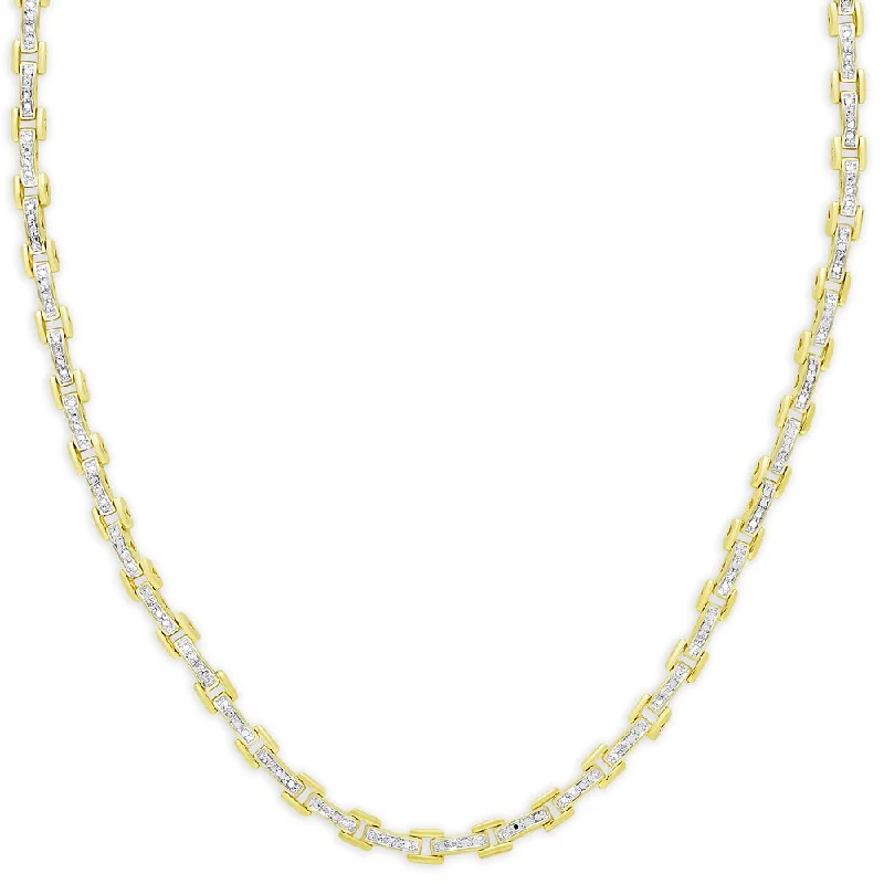 Finesque Gold Over Silver 1/10 Ct TDW Diamond Box Link Necklace