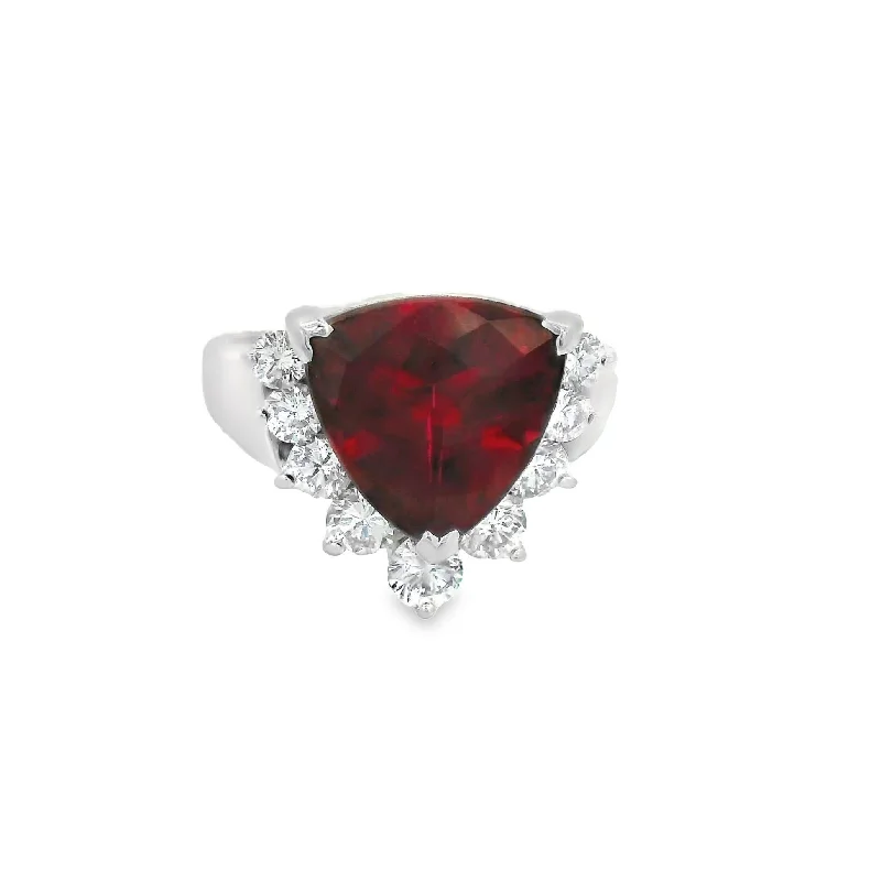 4.00 Carat Rubellite Tourmaline Diamond Platinum Ring