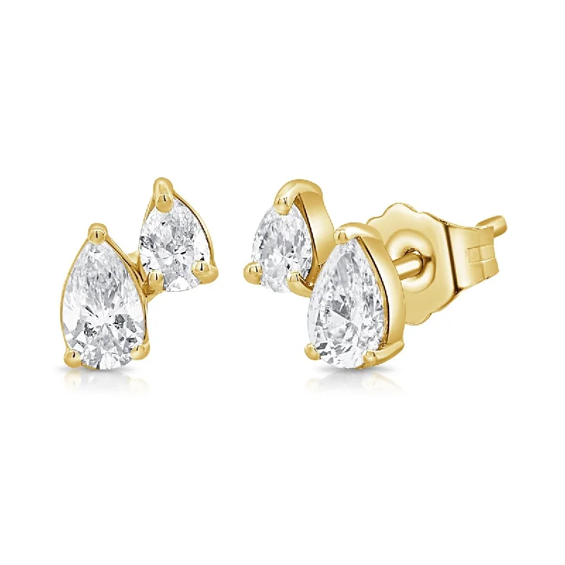 Joelle 14K GOLD DIAMOND TWO STONE STUD EARRING