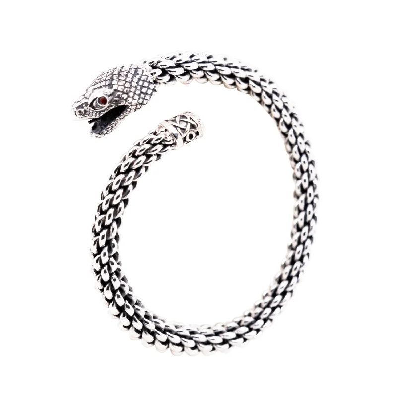 Silver Serpent Flexible Torc Bangle