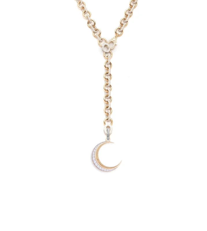 Diamond Crescent - Karma : Pave Diamond Adjustable Sister Hook Necklace