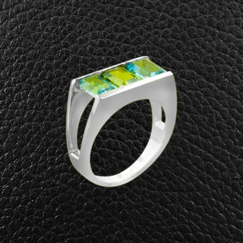 Blue Topaz & Peridot Ring