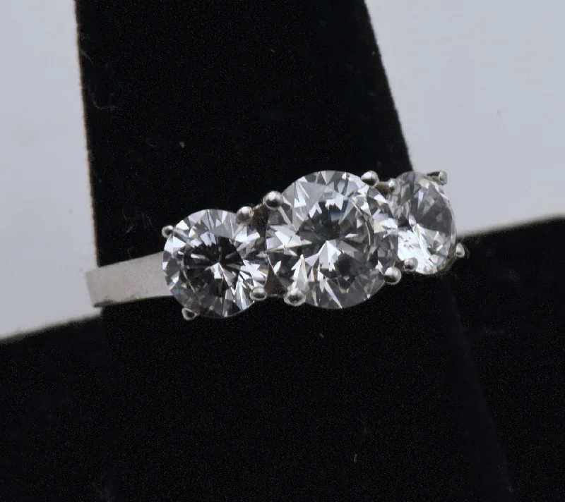 Diamonique - Cubic Zirconia Sterling Silver RIng - Size 9