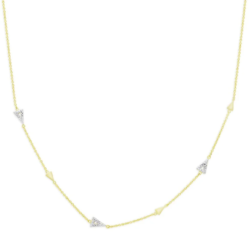 Finesque Gold Over Stelring Silver 1/10ct TDW Diamond Triangle Link Necklace