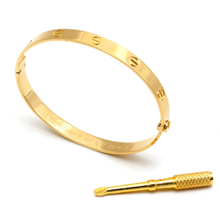 Real Gold Solid Screw Bangle GZJCTBLZ0209 - (SIZE 21) BA1559