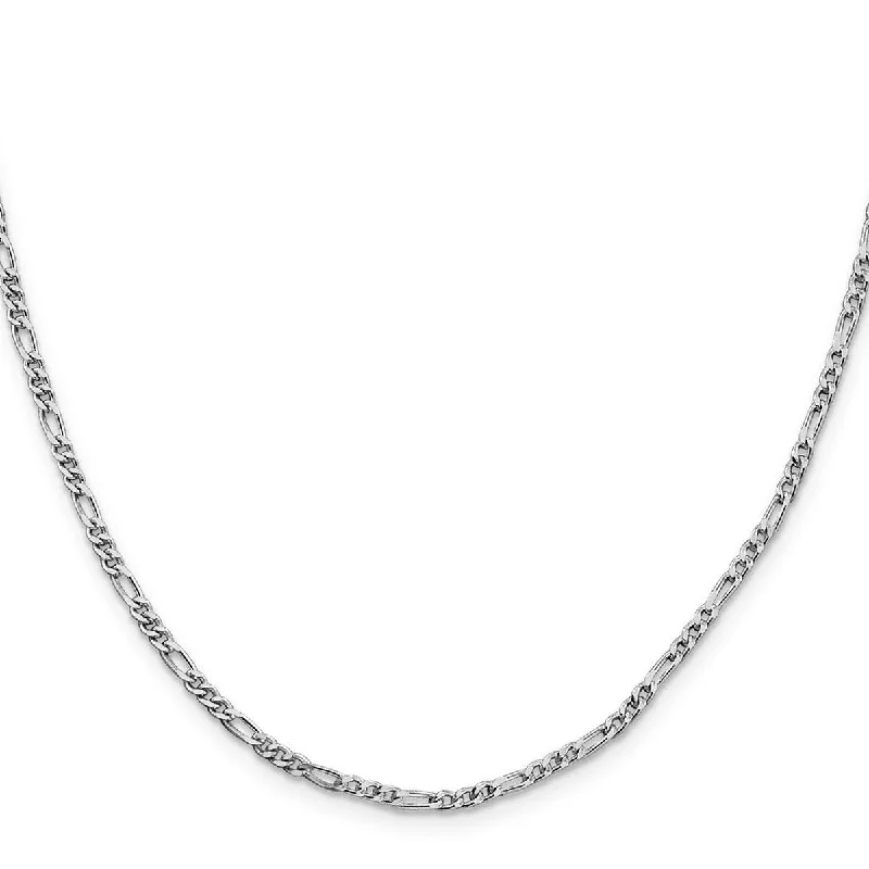 Curata 925 Sterling Silver Rhodium 2.5mm Figaro Chain Necklace (Lobster)