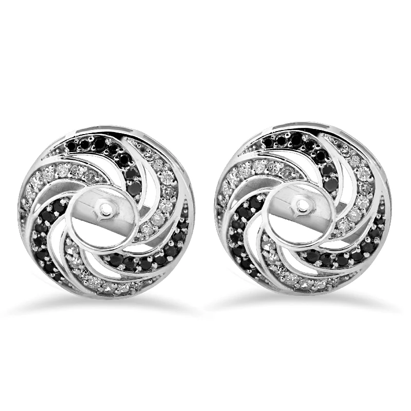 1/2ct White Gold Black & White Diamond Spiral Earring Jackets (up to 4mm)